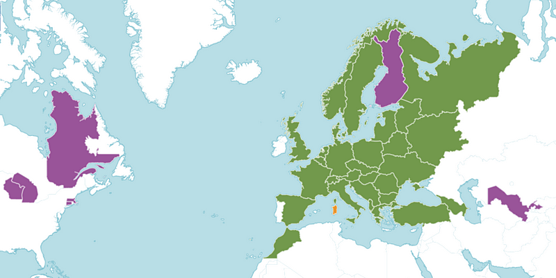 Map of general distribution of Scleranthus perennis. Scleranthus perennis