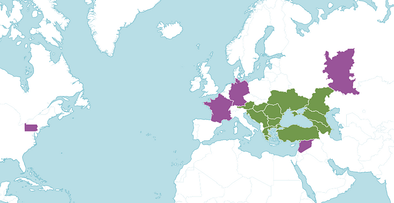 Map of general distribution of Trigonella procumbens. Trigonella procumbens